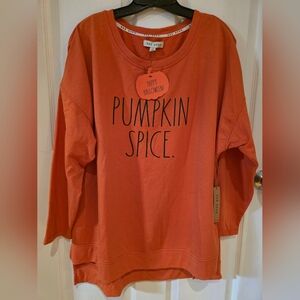 Rae Dunn Pumpkin Spice Orange Crewneck Sweatshirt Perfect For Fall! Plus Size 2X